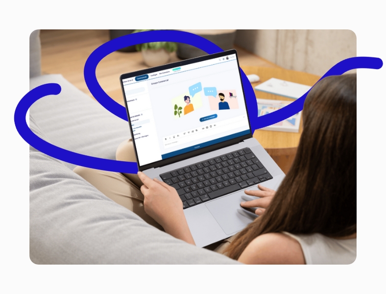 Illustration étudiant plateforme e-learning